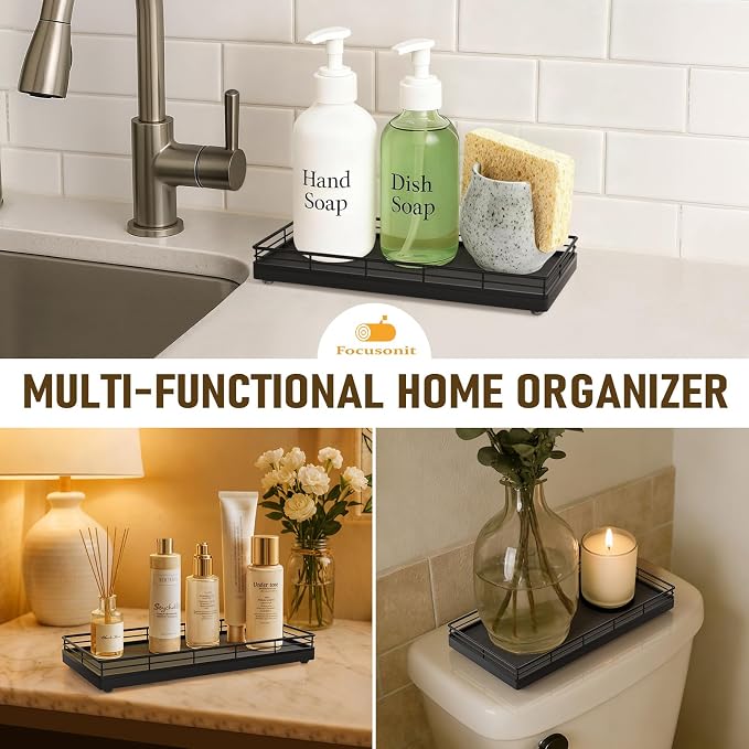 Bathroom Vanity Tray for Countertop, Bathroom Organizer for Soap, Perfume & - Image 5