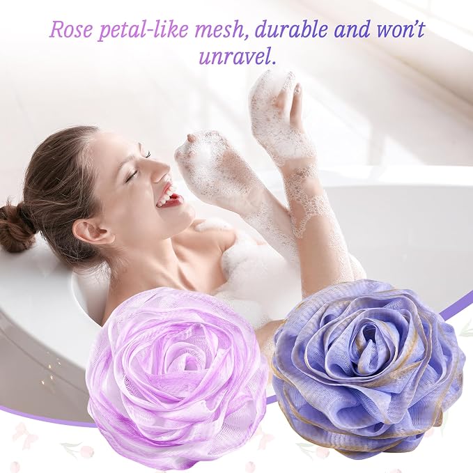 LAYUKI Bath Loofah, Shower Loofah, Body Loofah, Bath Sponge, Shower Sponge - Image 2