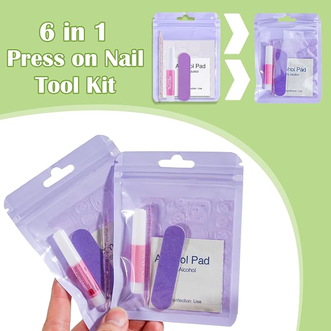 Press On Nail Tool Kit with Everything, Bebbtiy Nail Prep Tool Disposable - Image 2