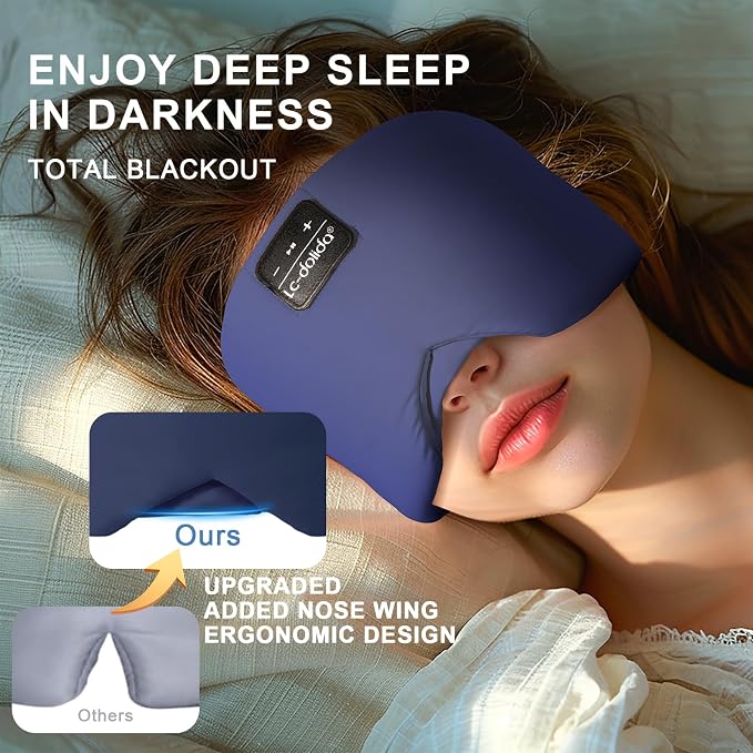 LC-dolida Sleep Mask with Bluetooth Headphones, Ice Silk Sleep Headphones with - Image 4