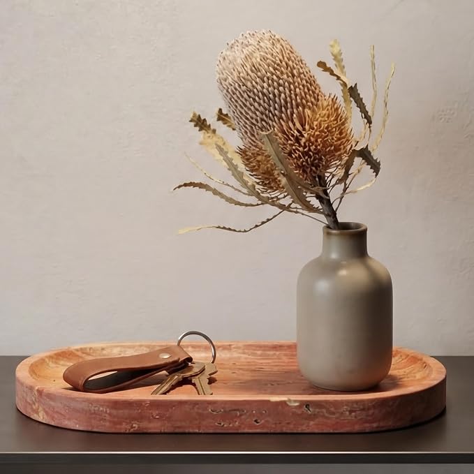 YKAJO Oval Real Marble Tray for Bathroom Kitchen Counter Stone Decorative - Image 8