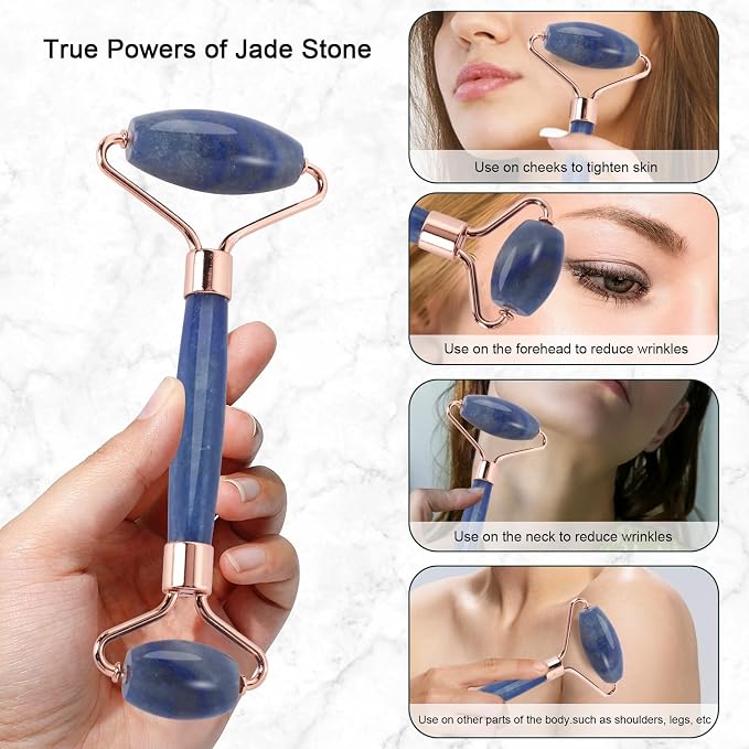 Jade Roller for Face, Facial Roller Massager Skin Care Tool, Gua Sha Facial - Image 4