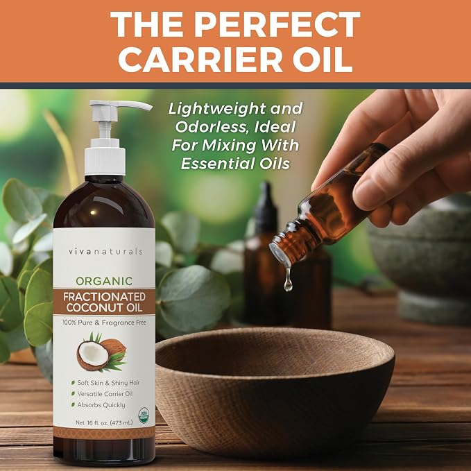 Viva Naturals Organic Fractionated Coconut Oil, 16 fl oz – Skin & Hair - Image 3