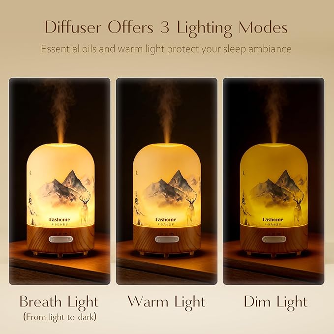 Essential Oil Diffuser, Hand Blown Glass Aromatherapy Diffuser, Ultrasonic Cool - Image 5