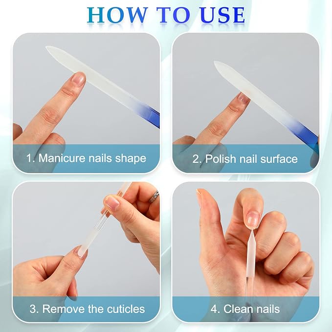 6 Pcs Glass Nail File and Nail Shiner Set Manicure Pedicure Glass File Buffer - Image 3