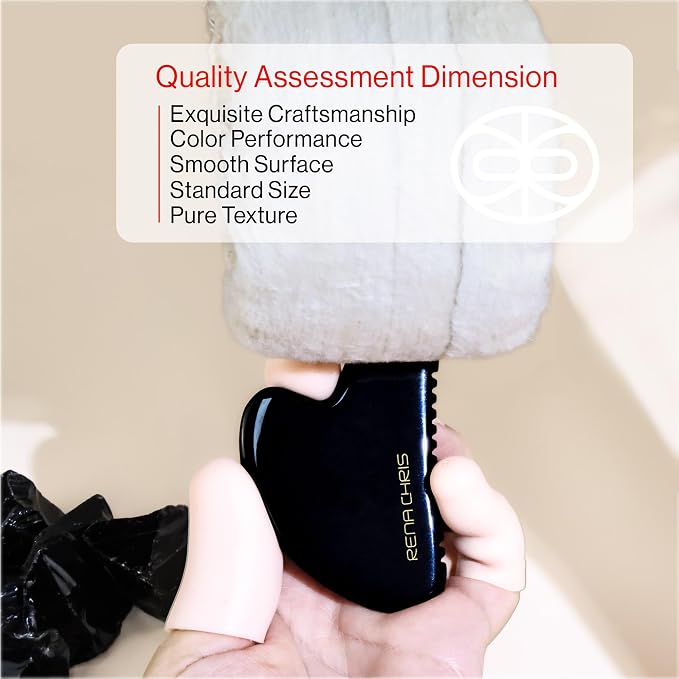Rena Chris Gua Sha Facial Tools, Obsidian Guasha Tool - Image 5