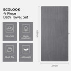 ecolook 4 Pack Microfiber Bath Towels, 31 x 63 inches Extra Large Bath Towel Set - Image 3