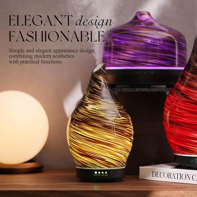 Porseme 150ml Essential Oil Diffuser Glass Color Changing Aroma Air Diffusers - Image 4