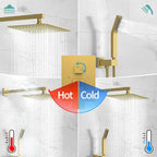 SR SUN RISE Shower Faucets Sets Complete Brushed Gold Square Rain Shower Head - Image 6