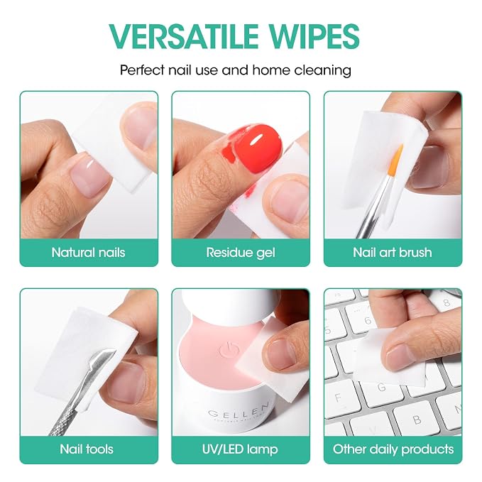 GELLEN Nail Cleanser Pads, 200 Pack Alcohol Prep Pads Nail Cleanser Wipes - Image 7