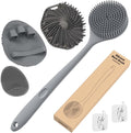 Manmihealth Silicone Back Scrubber & Soft Bath Glove Set 4 PCS, by ManmiHealth