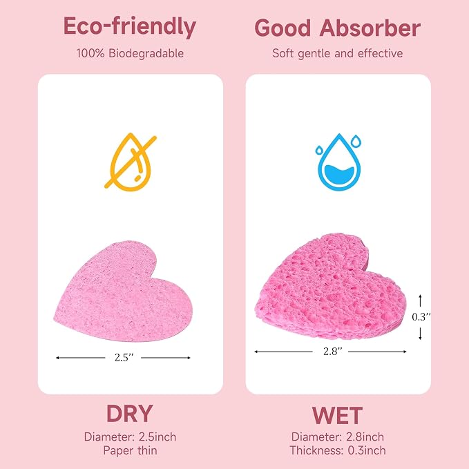 100 Count Compressed Facial Sponges 100% Natural Cellulose Eco-Friendly Makeup - Image 5