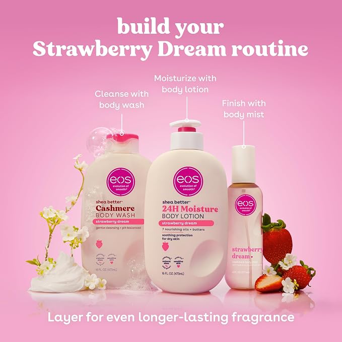 eos Shea Better Body Lotion Strawberry Dream, 24-Hour Moisture Skin Care - Image 8