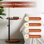 Bamboo Bathtub Side Table, 360° Swivel Height Adjustable Freestanding Bath - Image 5