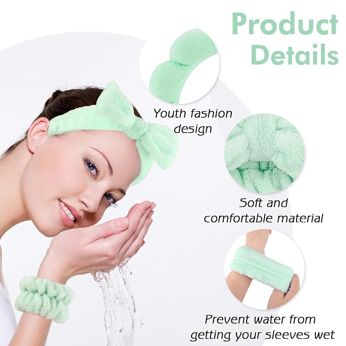 Zkptops 6Pcs Spa Headband for Washing Face Wristbands Set Women Bubble Makeup - Image 3