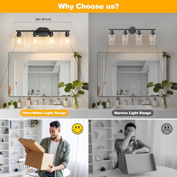 Unicozin Bathroom Light Fixtures, 4 Light Vanity Lights - Image 5