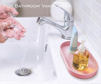 Pink Small Tray, Oval Tray for Bathtub Bathroom Vanity Items, Countertop - Image 3