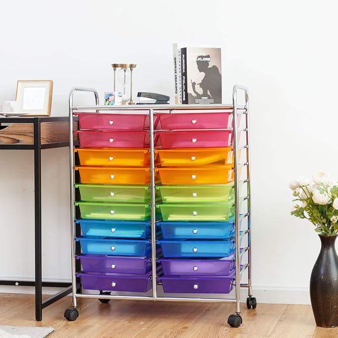 Giantex 20 Drawer Rolling Storage Cart Tools Scrapbook Paper Office School - Image 2