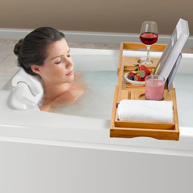Utoplike Bamboo Bathtub Caddy Tray Bath Tray - Image 7
