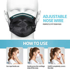 Black Disposable Face Masks 4 Layers Protection 50Pcs, Breathable Dust Mask - Image 5