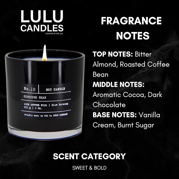 Lulu Candles | Espresso Bean | Luxury Scented Soy Jar Candle | Hand Poured in - Image 3