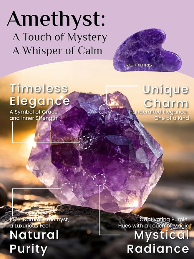 Rena Chris Gua Sha Facial Tools: Natural Amethyst Guasha Tool - Image 2