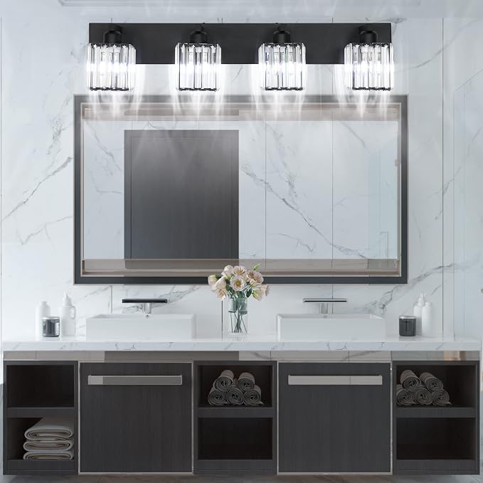 Aipsun Black Light Fixtures Bathroom Vanity Light Crystal Modern Vanity Light - Image 4