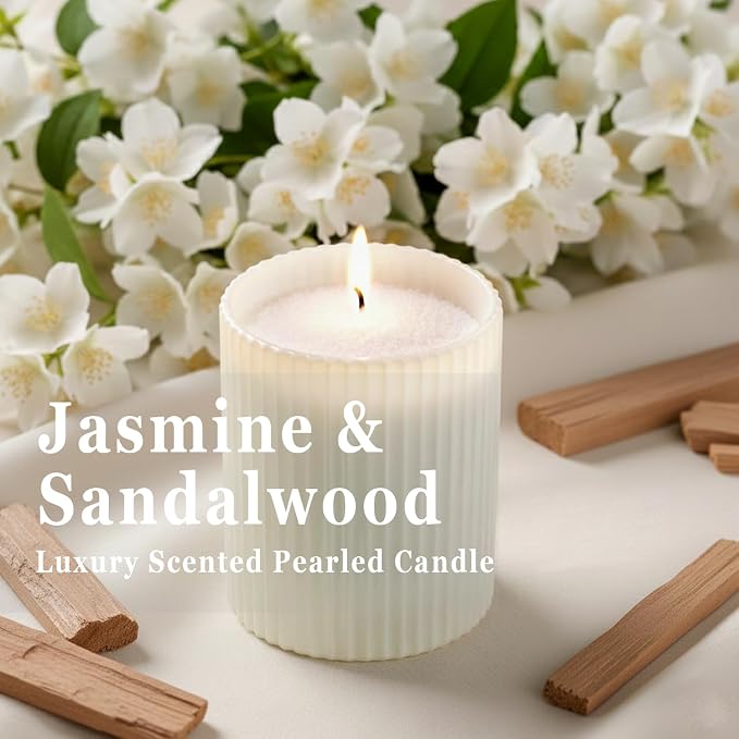 36oz Scented Candle Sand Wax, Sandalwood& Jasmine- 2 Tubes Scented Pearled - Image 2