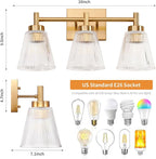 OCIOC 3-Light Bathroom Vanity Light, Modern Gold Wall Light Fixture - Image 3