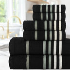 CASA COPENHAGEN Exotic 6Pcs 100% Egyptian Cotton Designer Towels Gift Set- Black - Image 5