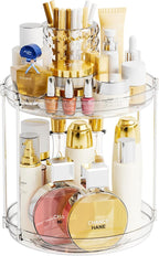 Yieach Clear 360 Rotating Bathroom Counter Organizer, 2 Tier Spinning Perfume by Yieach