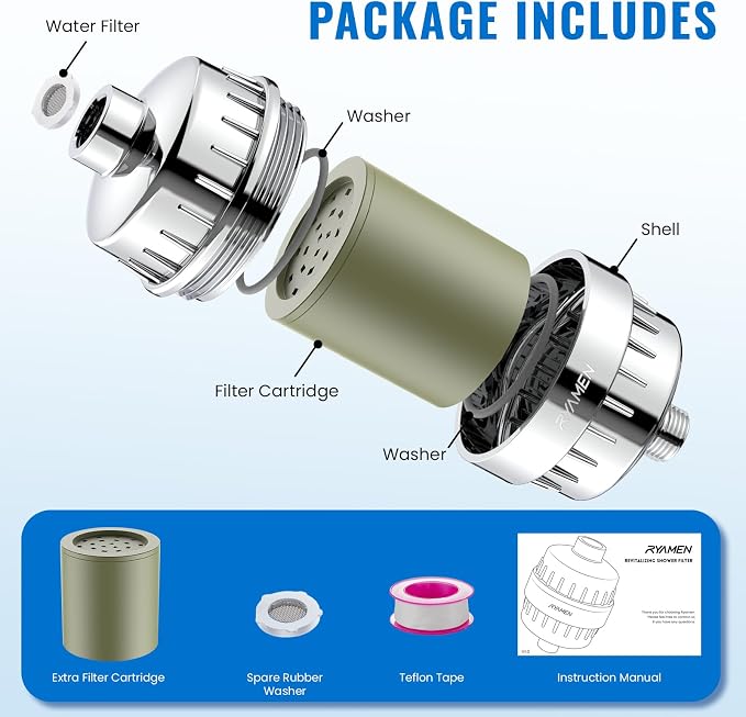 Ryamen Heavy Duty Shower Filter, Shower Water Filter, 99% REMOVAL Shower Head - Image 9