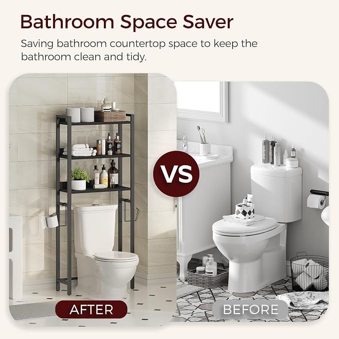 MAHANCRIS Over The Toilet Storage Rack, 3 Tier Bathroom Organizer Over Toilet - Image 6