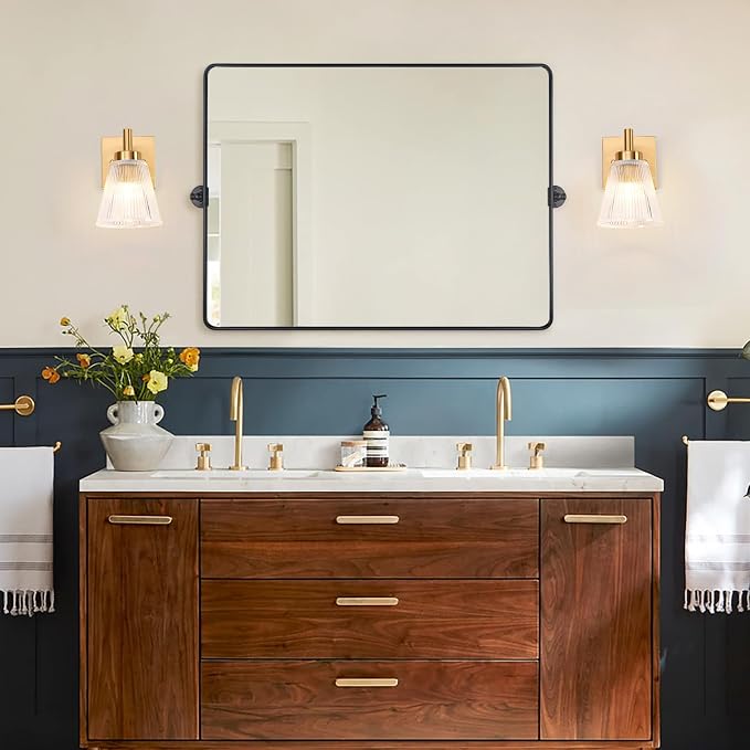 OCIOC Gold Hardwired Wall Sconces Set of Two, Modern Glass Wall Lights - Image 7