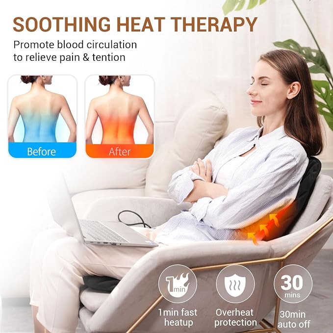 CARSHION Back Massager with Heat, Heated Seat Cover Cushion with 5 Vibrating - Image 5