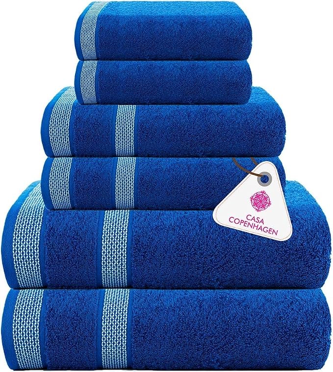 CASA COPENHAGEN Solitaire 6Pcs 100% Egyptian Cotton Large Designer Towels Gift by CASACOPENHAGEN