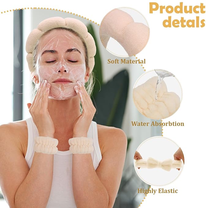 Khaki Spa Headband and Wristband Set-Headband - Image 4