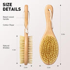 Short-Handle Dual-Sided Bath Massage Brush, Soft Boar & Firm Sisal Bristles - Image 3