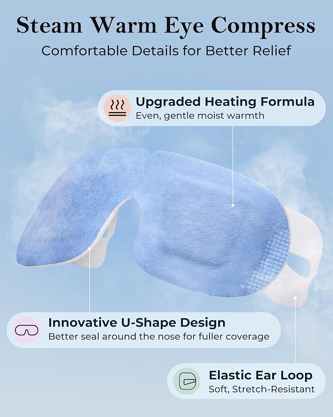 16 Pack Steam Eye Mask for Dry Eyes: Self-Heating Warm Compress for Stye Relief - Image 8