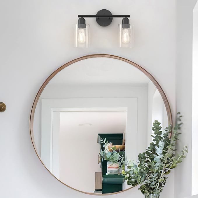 Espird Bathroom Vanity Light Black 2 Light Rustic Bathroom Vanity Lights Over - Image 2