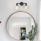 Espird Bathroom Vanity Light Black 2 Light Rustic Bathroom Vanity Lights Over - Image 2
