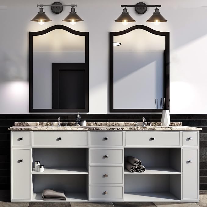 Licperron Black 2-Light Vanity Wall Sconce Lighting, Farmhouse Bathroom Wall - Image 8