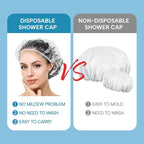 YIZIJIZI 100PCS Disposable Shower Caps, Large Thick Clear Waterproof Shower Cap - Image 4