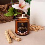 Magnolia & Sandalwood Scented Candles, Soy Candle - Image 2