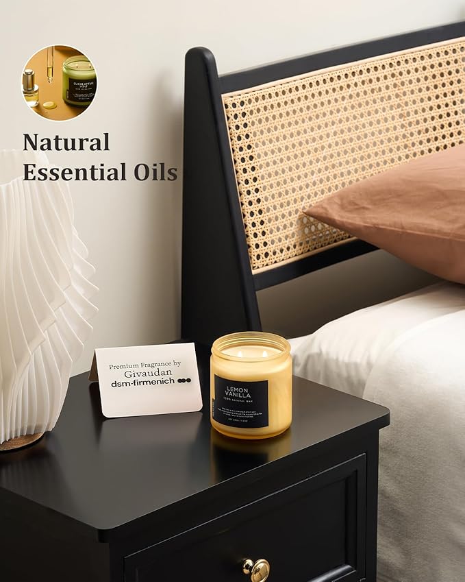 M&SENSE Lemon Vanilla Home Scented Candles, 11.6oz Organic Soy Wax, 70-Hour - Image 6