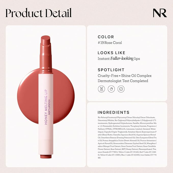 Nature Republic HONEY MELTING LIP SOFT LIP STICK, Hydrating Gloss, Moisturizing - Image 7