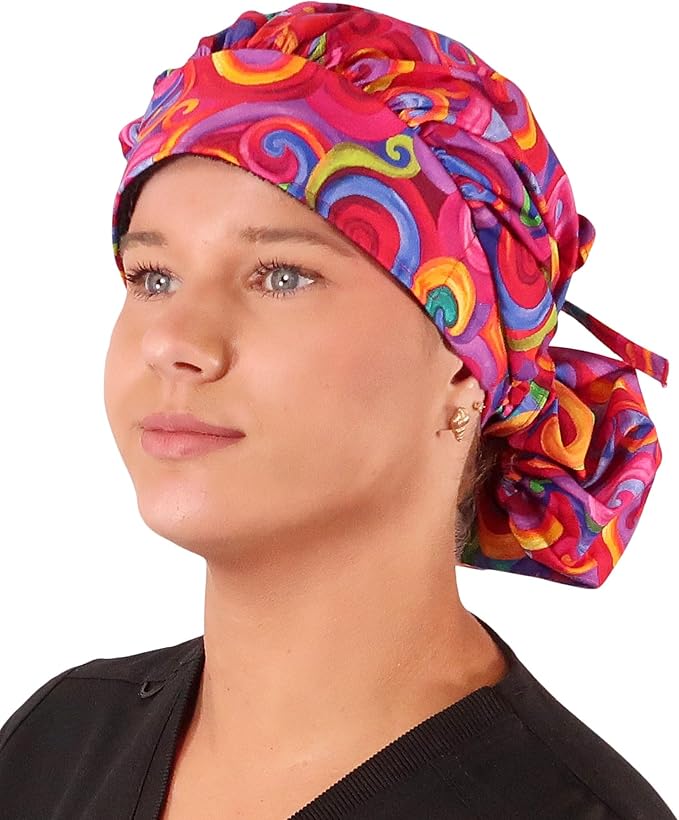 Sparkling EARTH Banded Bouffant Surgical Scrub Ponytail Working Caps and by SparklingEARTH