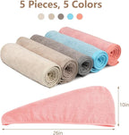 AIDEA Microfiber Hair Towel Wrap, 5 Pack Hair Turbans, Super Absorbent Quick - Image 3