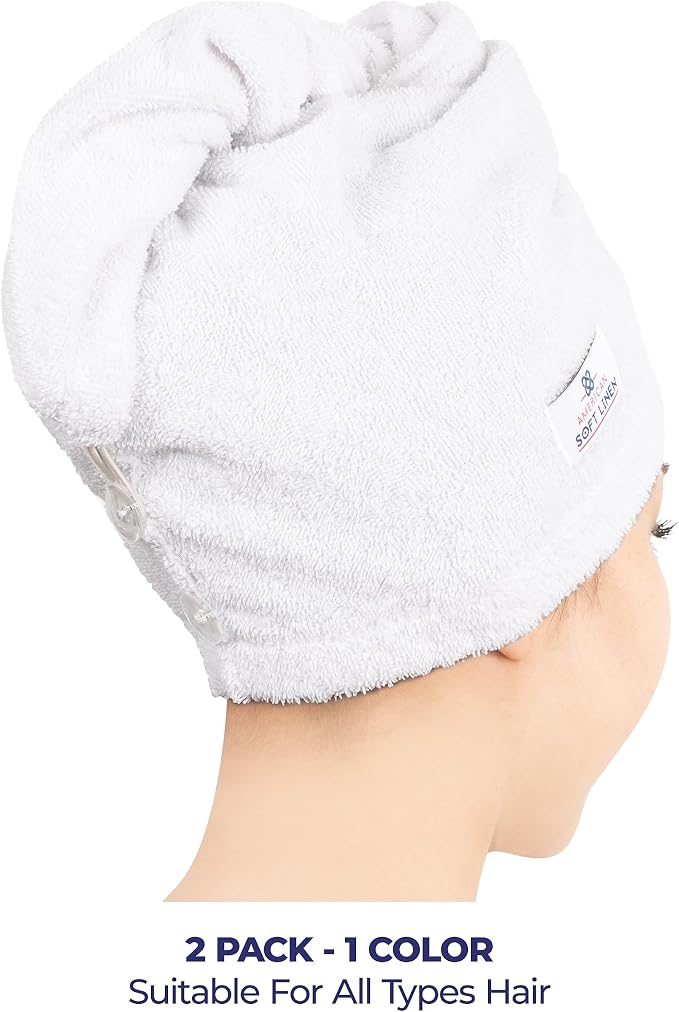 American Soft Linen 100% Cotton Hair Towels - Image 3