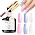 modelones Pearl Gel Nail Polish Top Coat, 2-in-one Clear Pearlescent Glitter by MODELONES